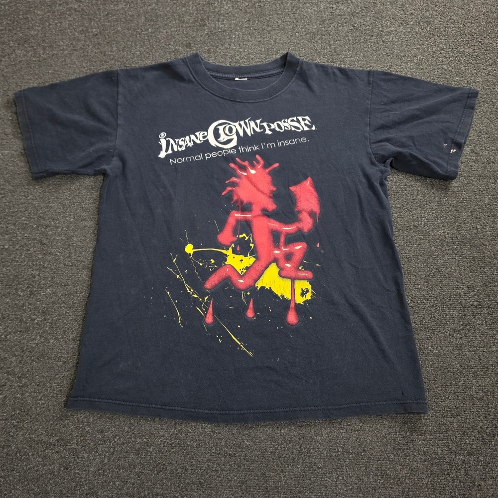 Vtg Insane Clown Posse T-Shirt Mens M Black Hatchetman Graphic Normal People Y2k